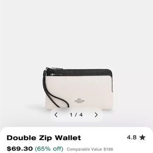 Coach Black and Tan Double Zip Wallet